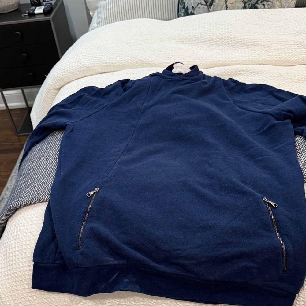 Derek Rose Men's Deep Blue Zip-Up Hoody In Size XL But Runs Long In Length
